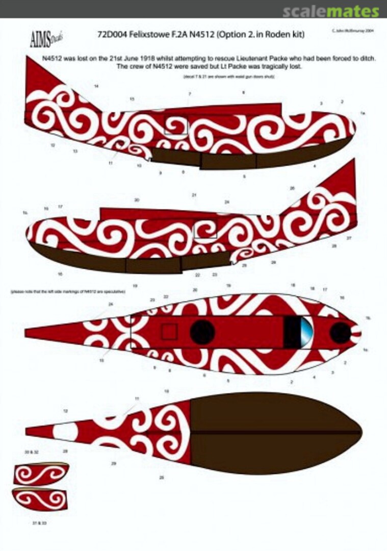 Boxart Felixstowe F.2A N4512 72D004 AIMS Boxart Felixstowe F.2A N4512 72D004 AIMS