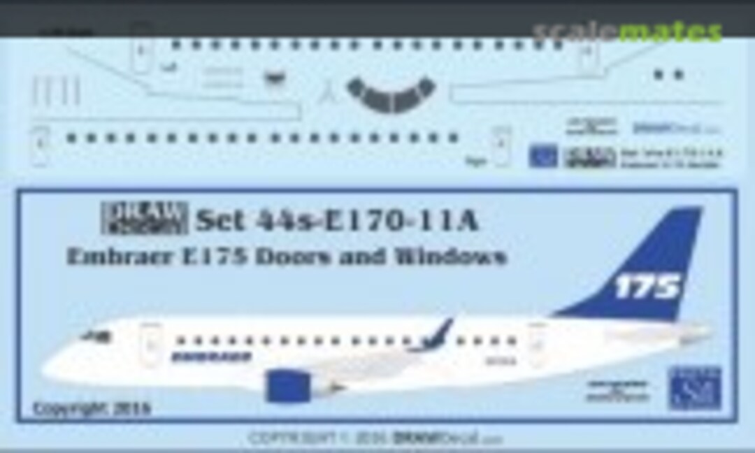 1:144 Embraer E175 Doors and Windows (Draw Decal 44-E170-11A) 44-E170-11A
