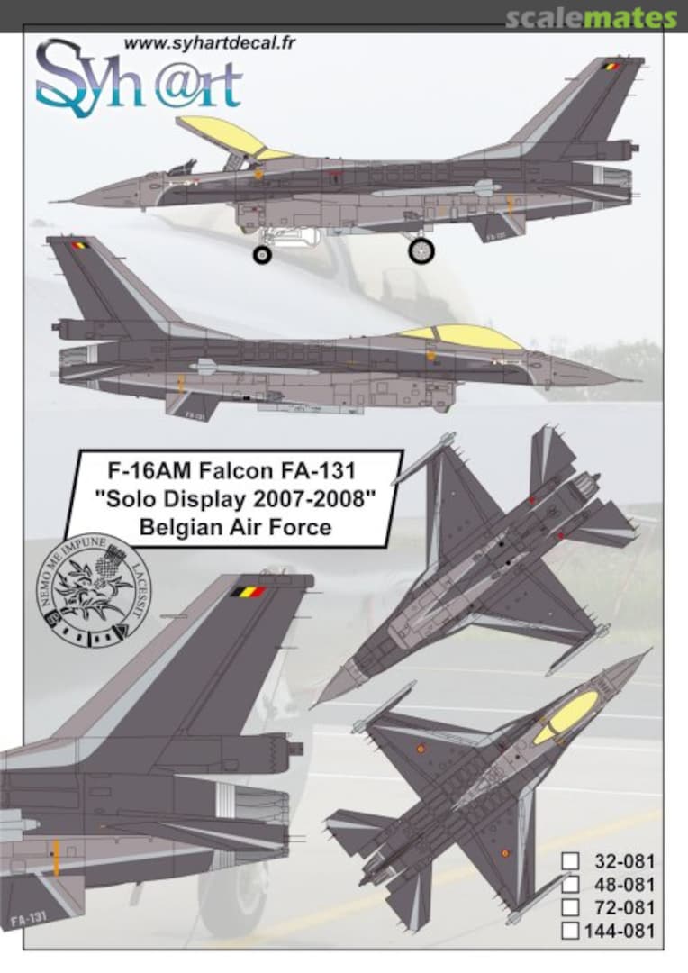 Boxart F-16AM Falcon FA-131 "Solo Display 2007-2008" Belgian Air Force 32-081 Syhart Boxart F-16AM Falcon FA-131 "Solo Display 2007-2008" Belgian Air Force 32-081 Syhart