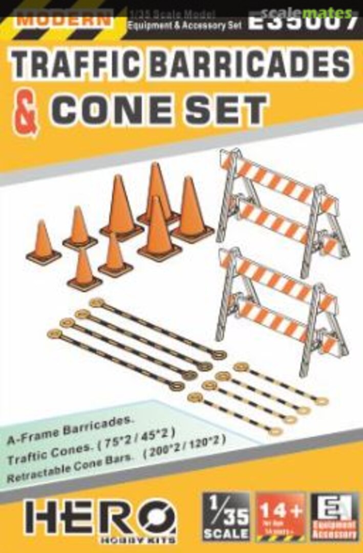 Boxart Traffic Barricades & Cone Set E35007 Hero Hobby Kits Boxart Traffic Barricades & Cone Set E35007 Hero Hobby Kits