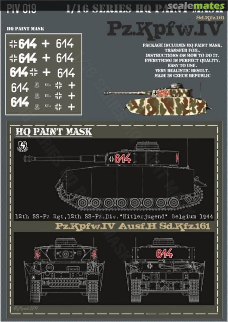 Boxart Pz.Kpfw.IV Ausf.H 12th SS-Pz.Rgt 12th SS-Pz.Div. 'Hitlerjungend' Belgium 1944 Paint Mask PIV 019 HQ-Masks Boxart Pz.Kpfw.IV Ausf.H 12th SS-Pz.Rgt 12th SS-Pz.Div. 'Hitlerjungend' Belgium 1944 Paint Mask PIV 019 HQ-Masks