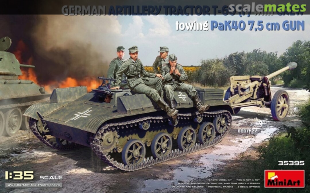 Boxart Artillery Tractor T-60(r) with Crew, Towing PaK40 7.5cm Gun 35395 MiniArt Boxart Artillery Tractor T-60(r) with Crew, Towing PaK40 7.5cm Gun 35395 MiniArt
