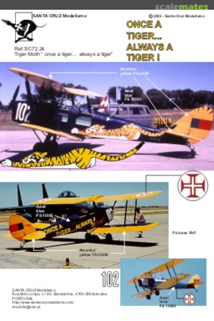 Boxart Tiger Moth - Once a Tiger Always a Tiger SC72.24 Santa Cruz Modelismo Boxart Tiger Moth - Once a Tiger Always a Tiger SC72.24 Santa Cruz Modelismo