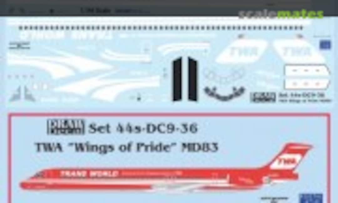 1:144 TWA “Wings of Pride” MD80 (Draw Decal 44-DC9-36) 44-DC9-36