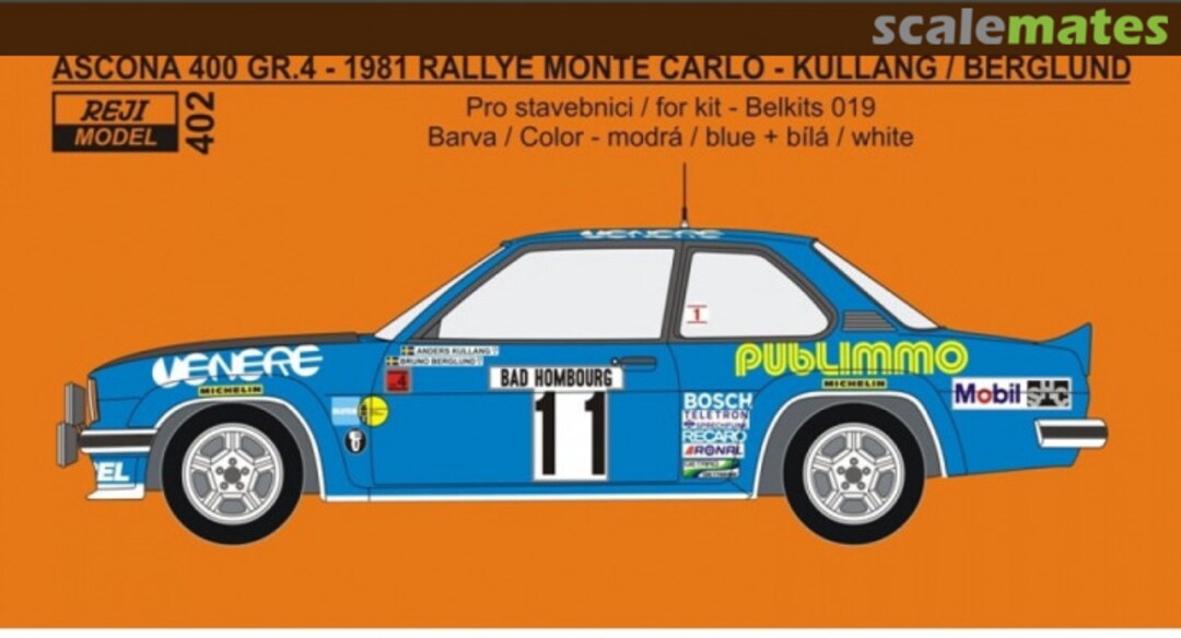 Boxart Opel Ascona 400 Group 4 sponsored by Publimmo #11 402 REJI Model