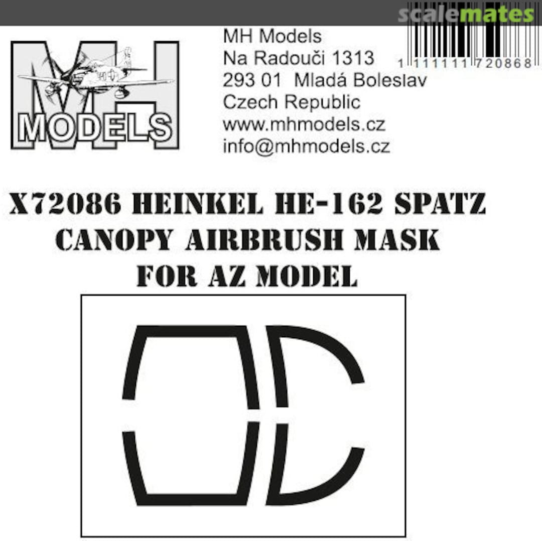 Boxart Heinkel He-162 Spatz Canopy Airbrush Mask X72086 MH Models Boxart Heinkel He-162 Spatz Canopy Airbrush Mask X72086 MH Models
