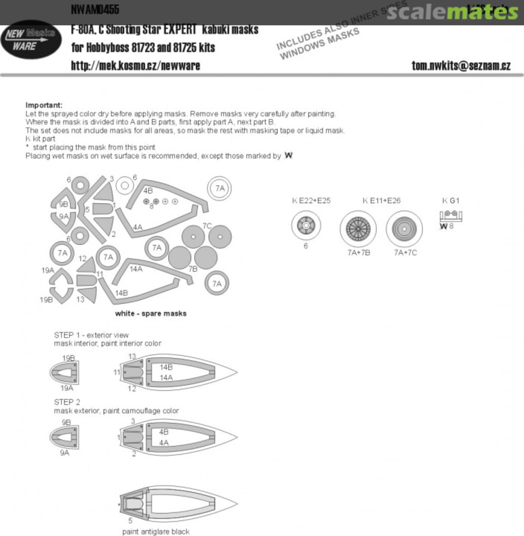 Boxart F-80 A, C Shooting Star - EXPERT kabuki masks NWAM0455 New Ware Boxart F-80 A, C Shooting Star - EXPERT kabuki masks NWAM0455 New Ware