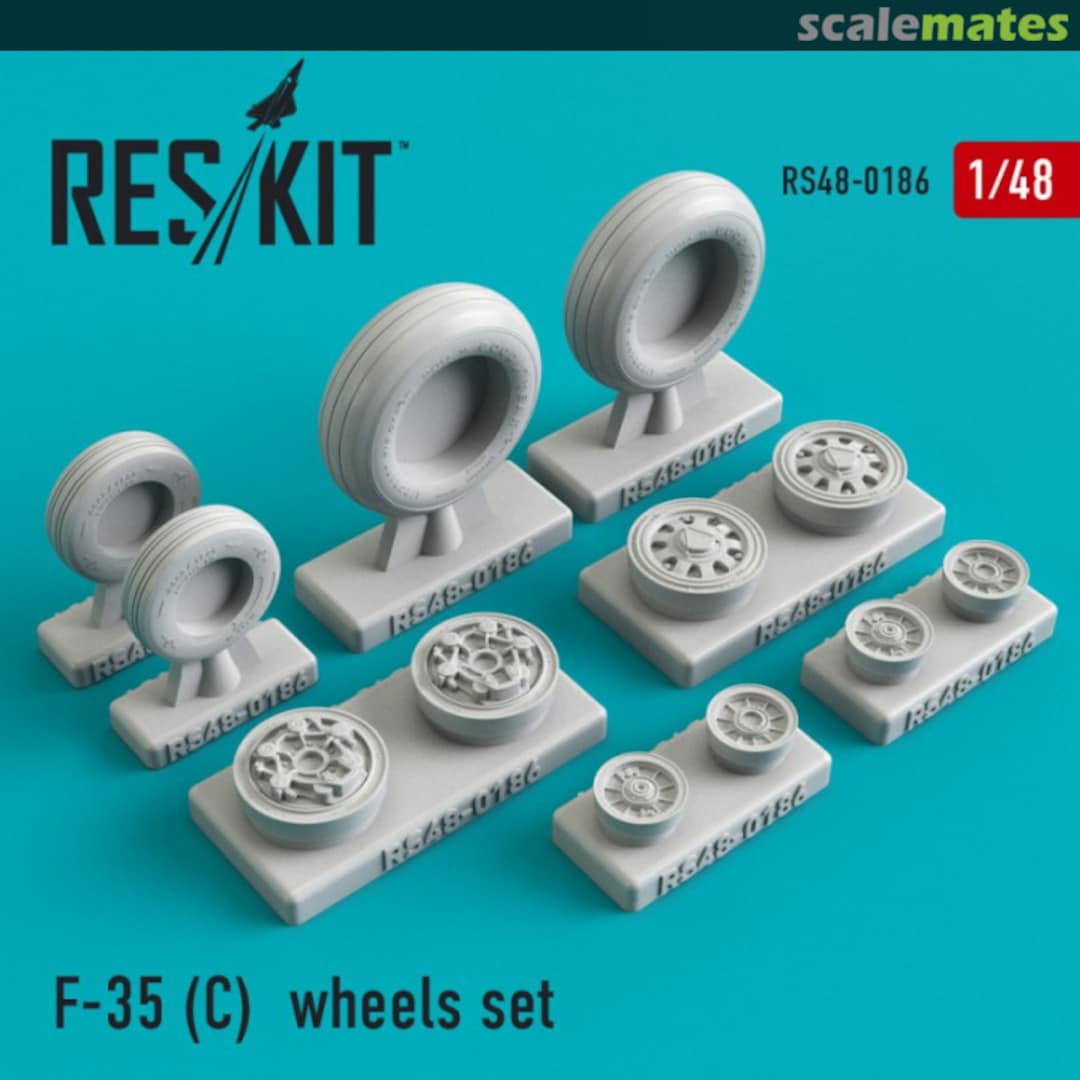 Boxart F-35C Lightning II wheels set RS48-0186 ResKit Boxart F-35C Lightning II wheels set RS48-0186 ResKit