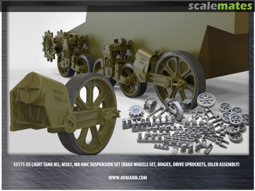 Boxart US Light Tank M5, M5A1, M8 HMC Suspension Set 35175 Miniarm Boxart US Light Tank M5, M5A1, M8 HMC Suspension Set 35175 Miniarm