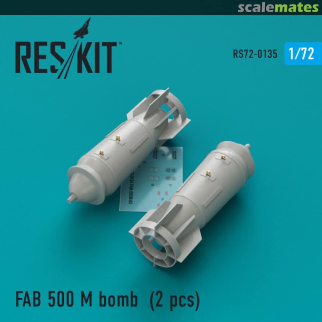 Boxart FAB-500M-54 bomb for Su-17/22/24/25/30/34 (2 pcs) RS72-0135 ResKit Boxart FAB-500M-54 bomb for Su-17/22/24/25/30/34 (2 pcs) RS72-0135 ResKit