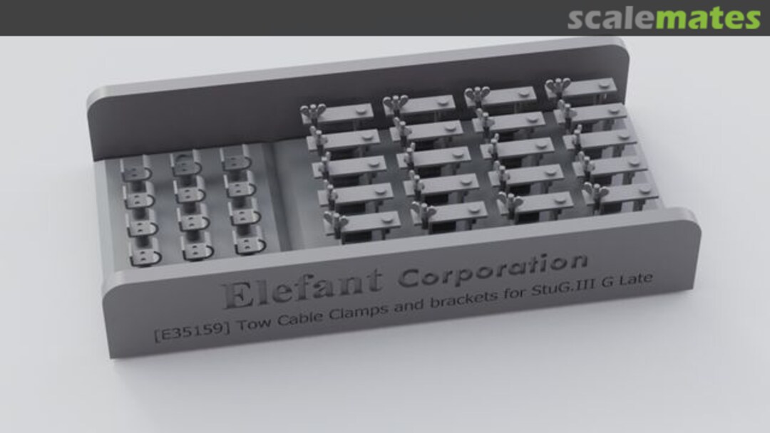 Boxart Tow cable clamps and brackets for Stug. III G late E35159 Elefant Corporation Boxart Tow cable clamps and brackets for Stug. III G late E35159 Elefant Corporation