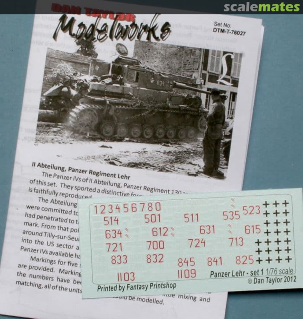 Boxart II Abteilung, Panzer Regt Lehr DTM-T-76027 Dan Taylor Modelworks Boxart II Abteilung, Panzer Regt Lehr DTM-T-76027 Dan Taylor Modelworks