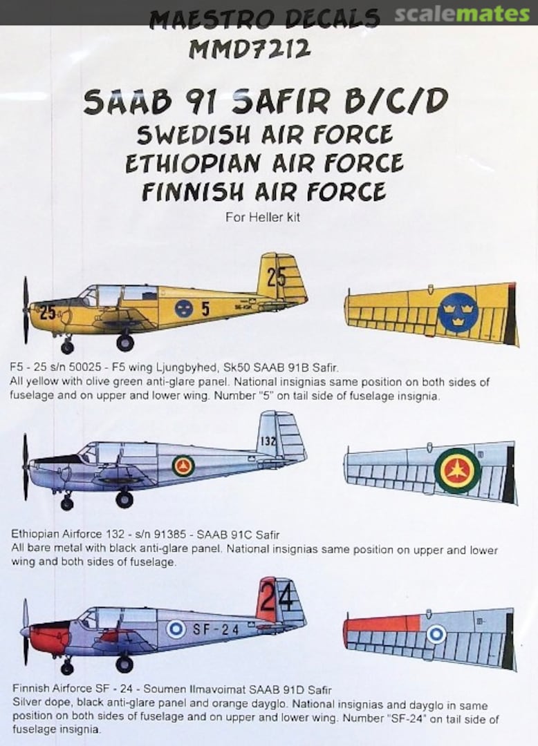 Boxart SAAB 91 SAFIR B/C/D MMD7212 Maestro Models