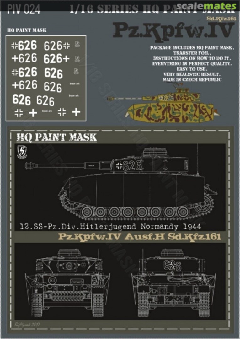 Boxart Pz.Kpfw.IV Ausf.H 12.SS-Pz.Div. 'Hitlerjungend' Normandy 1944 Paint Mask PIV 024 HQ-Masks Boxart Pz.Kpfw.IV Ausf.H 12.SS-Pz.Div. 'Hitlerjungend' Normandy 1944 Paint Mask PIV 024 HQ-Masks