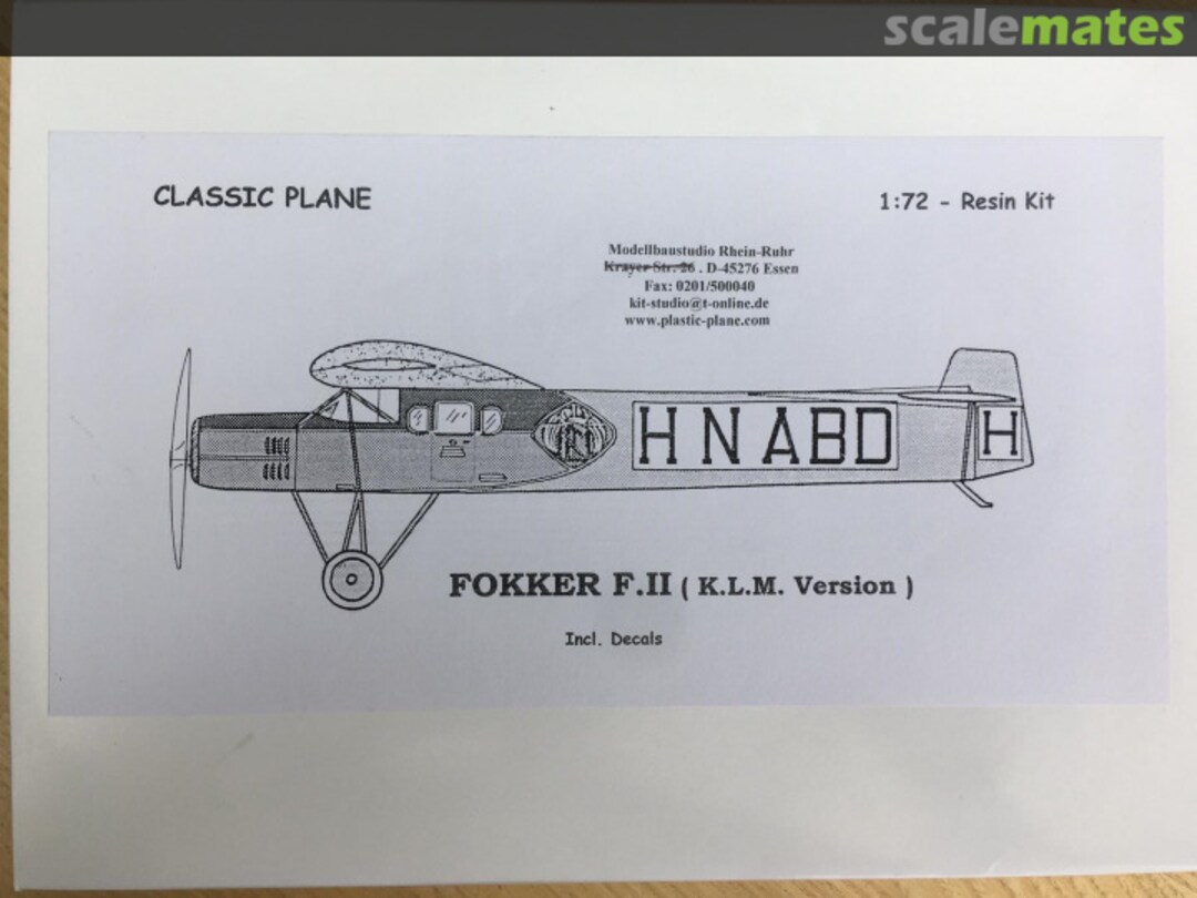 Boxart Fokker F.II CPR 52 Classic Plane Boxart Fokker F.II CPR 52 Classic Plane