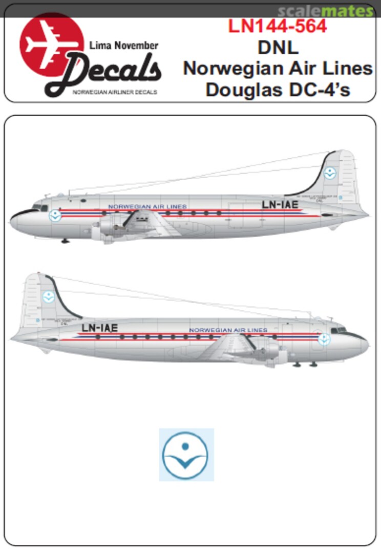 Boxart DNL Norwegian Air Lines Douglas DC-4 for the Minicraft kit LN144-564 Lima November Decals Boxart DNL Norwegian Air Lines Douglas DC-4 for the Minicraft kit LN144-564 Lima November Decals