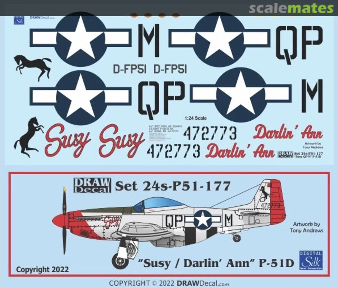 Boxart “Susy / Darlin’ Ann” P-51D 24-P51-177 Draw Decal Boxart “Susy / Darlin’ Ann” P-51D 24-P51-177 Draw Decal