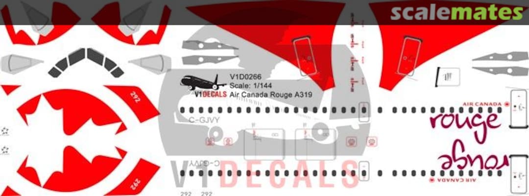 Boxart Air Canada Rouge Airbus A319 V1D0266-144 V1 Decals Boxart Air Canada Rouge Airbus A319 V1D0266-144 V1 Decals