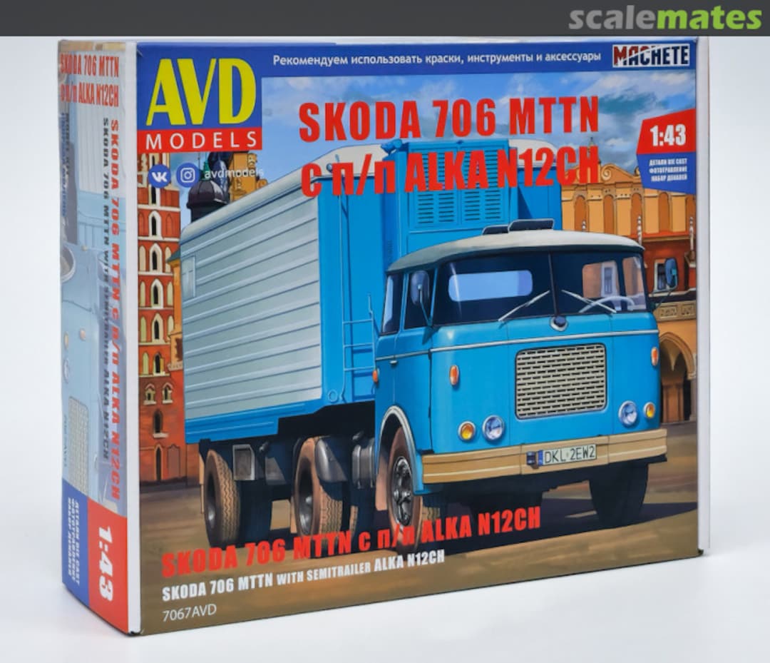 Boxart Skoda 706 MTTN Tractor with Alka N12CH Semitrailer 7067AVD AVD Models Boxart Skoda 706 MTTN Tractor with Alka N12CH Semitrailer 7067AVD AVD Models