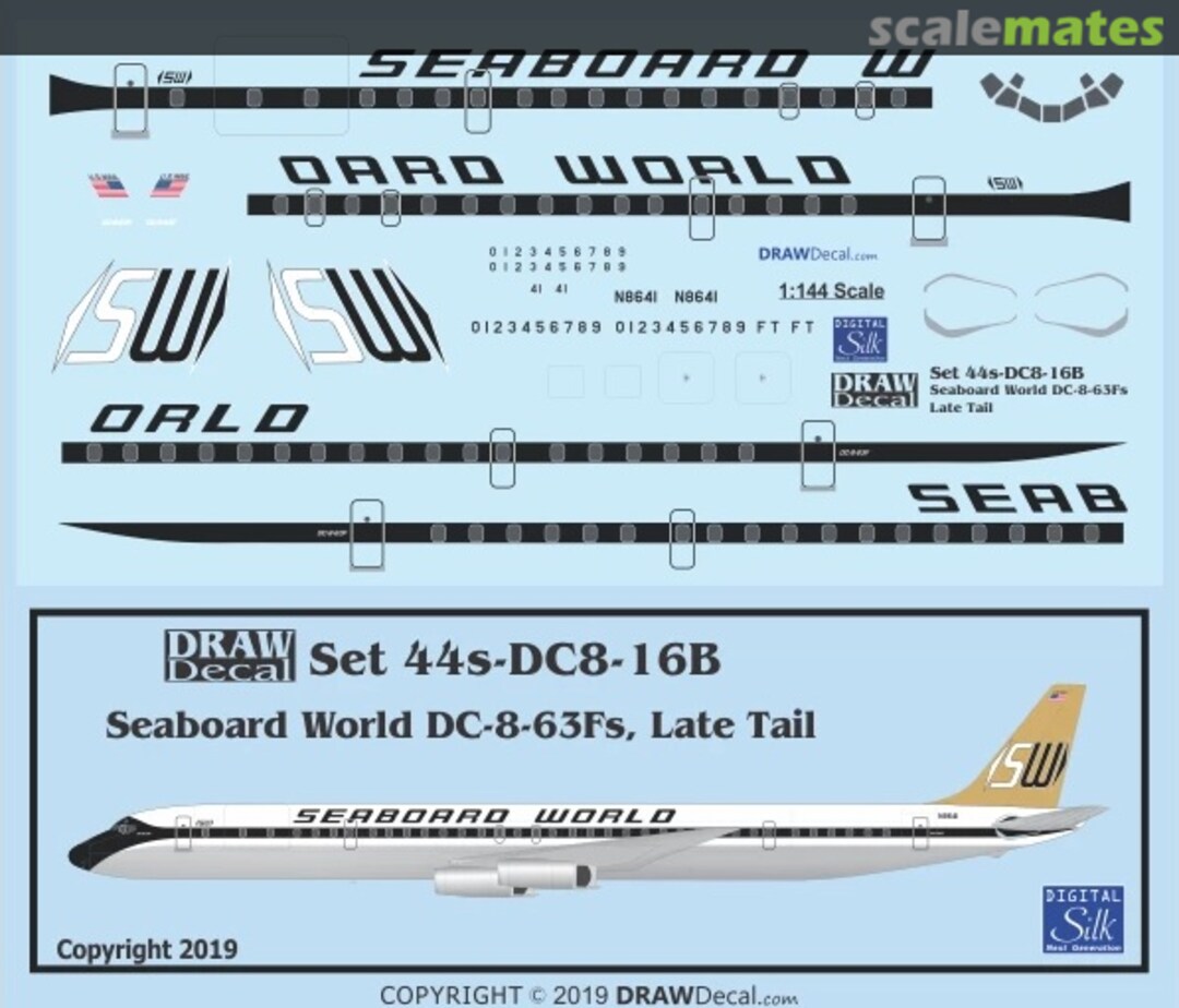 Boxart Seaboard World DC-8-63Fs, Late Tail 44-DC8-16B Draw Decal Boxart Seaboard World DC-8-63Fs, Late Tail 44-DC8-16B Draw Decal