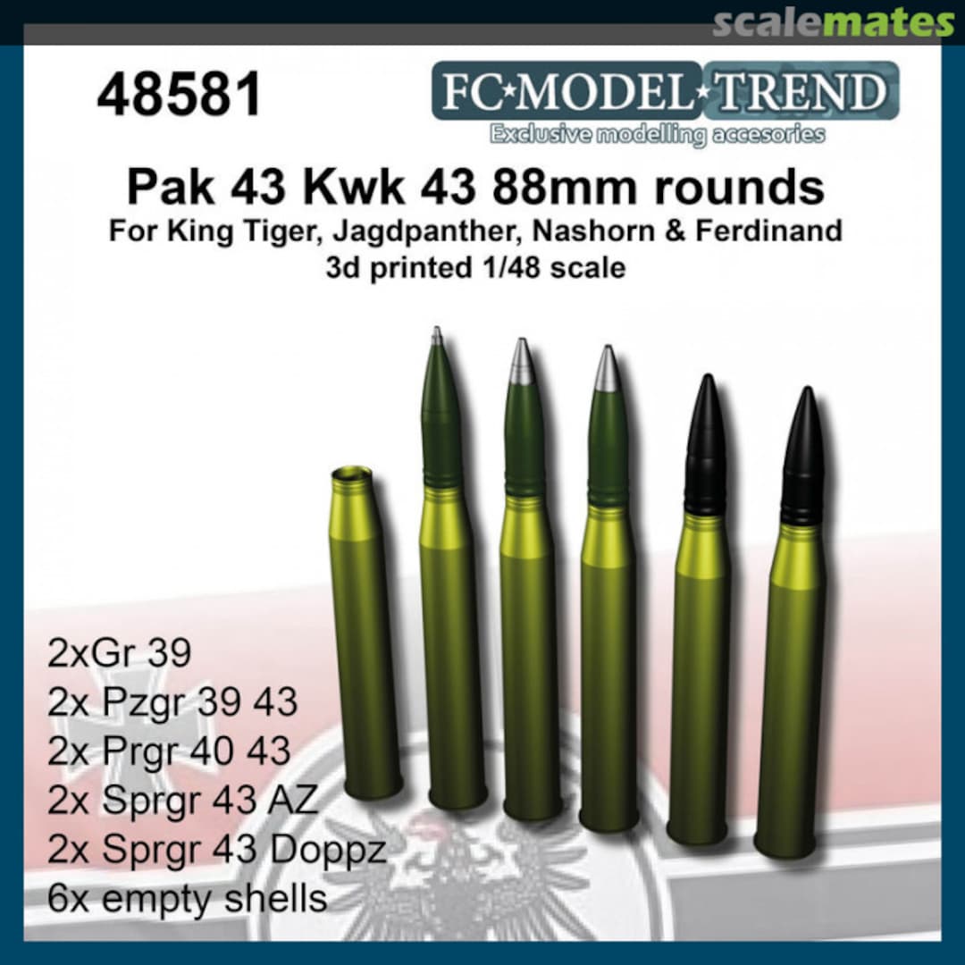 Boxart Pak 43 Kwk 43 88mm rounds 48581 FC Model Trend Boxart Pak 43 Kwk 43 88mm rounds 48581 FC Model Trend