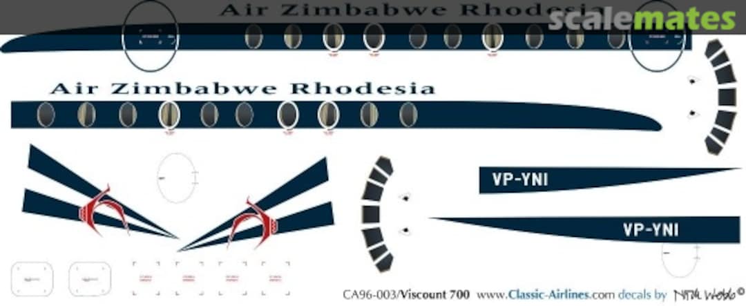 Boxart Air Zimbabwe/Rhodesia Viscount 700 CA96-003 Classic Airlines