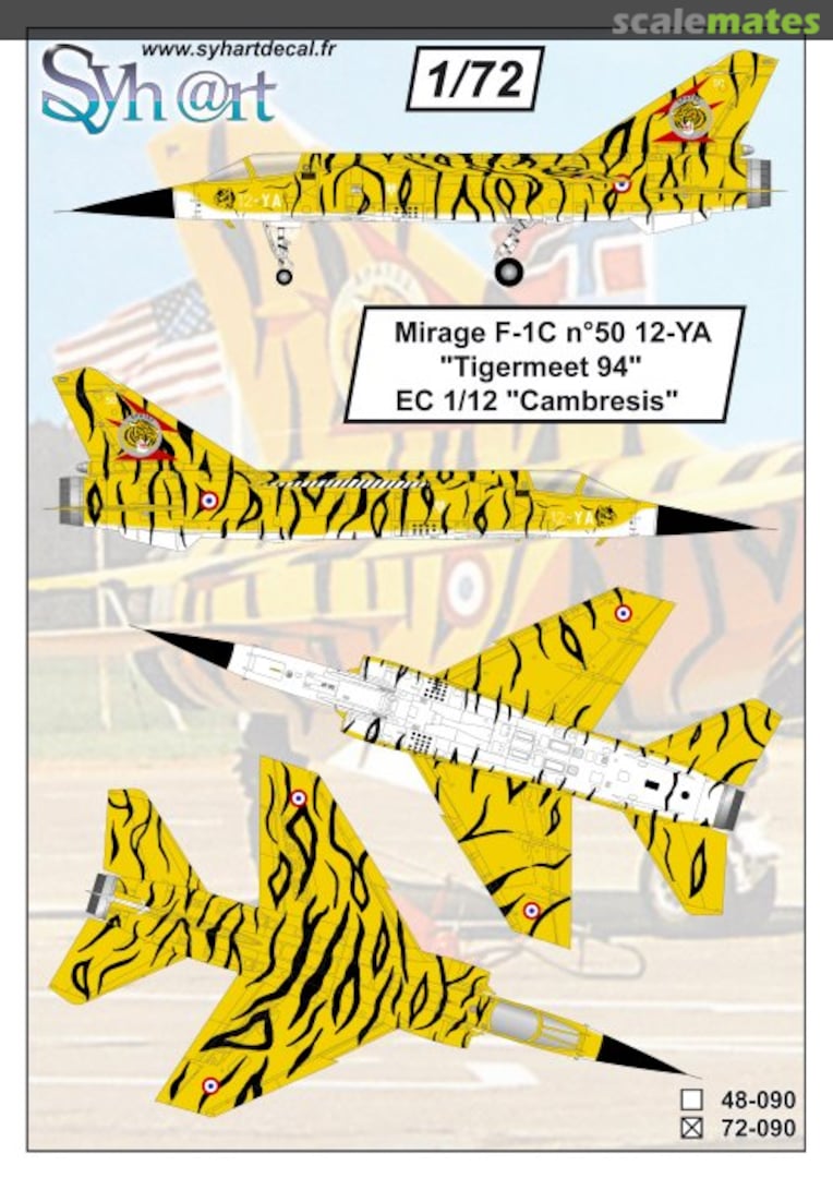 Boxart Mirage F-1C n°50 12-YA "Tigermeet'94" EC 1/12 "Cambresis" 72-090 Syhart Boxart Mirage F-1C n°50 12-YA "Tigermeet'94" EC 1/12 "Cambresis" 72-090 Syhart