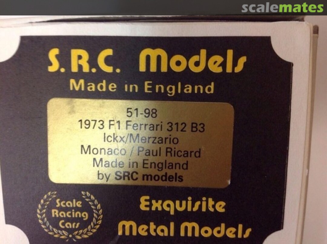 Boxart Ferrari 312 B3 F1 SRC51-98 Scale Racing Cars