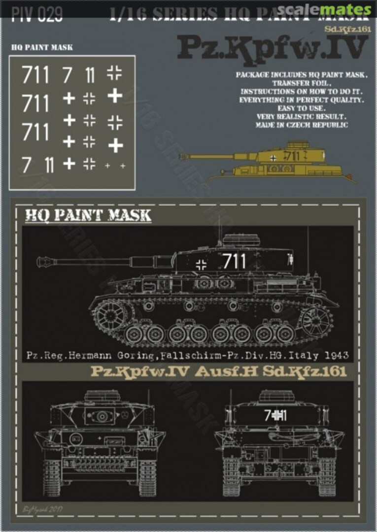 Boxart Pz.Kpfw.IV Ausf.H Pz.Reg. Hermann Goring Fallschirm-Pz.Div HG Italy 1943 Paint Mask PIV 029 HQ-Masks