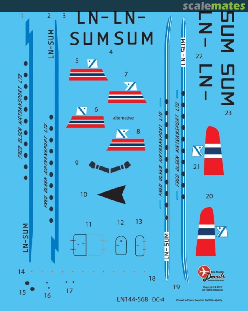 Boxart FRED OLSEN BOTH CS Douglas C-54 / DC-4 LN144-568 Lima November Decals Boxart FRED OLSEN BOTH CS Douglas C-54 / DC-4 LN144-568 Lima November Decals
