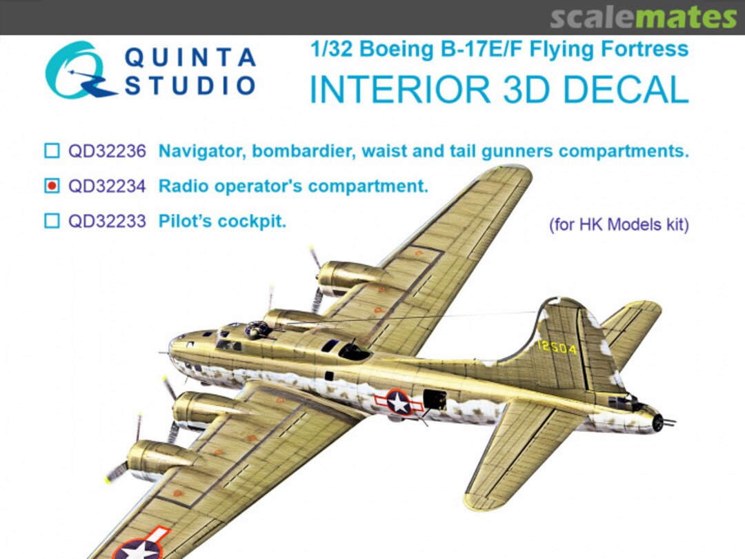 Boxart Boeing B-17E/F Radio operator's compartment. interior 3D decals QD32234 Quinta Studio