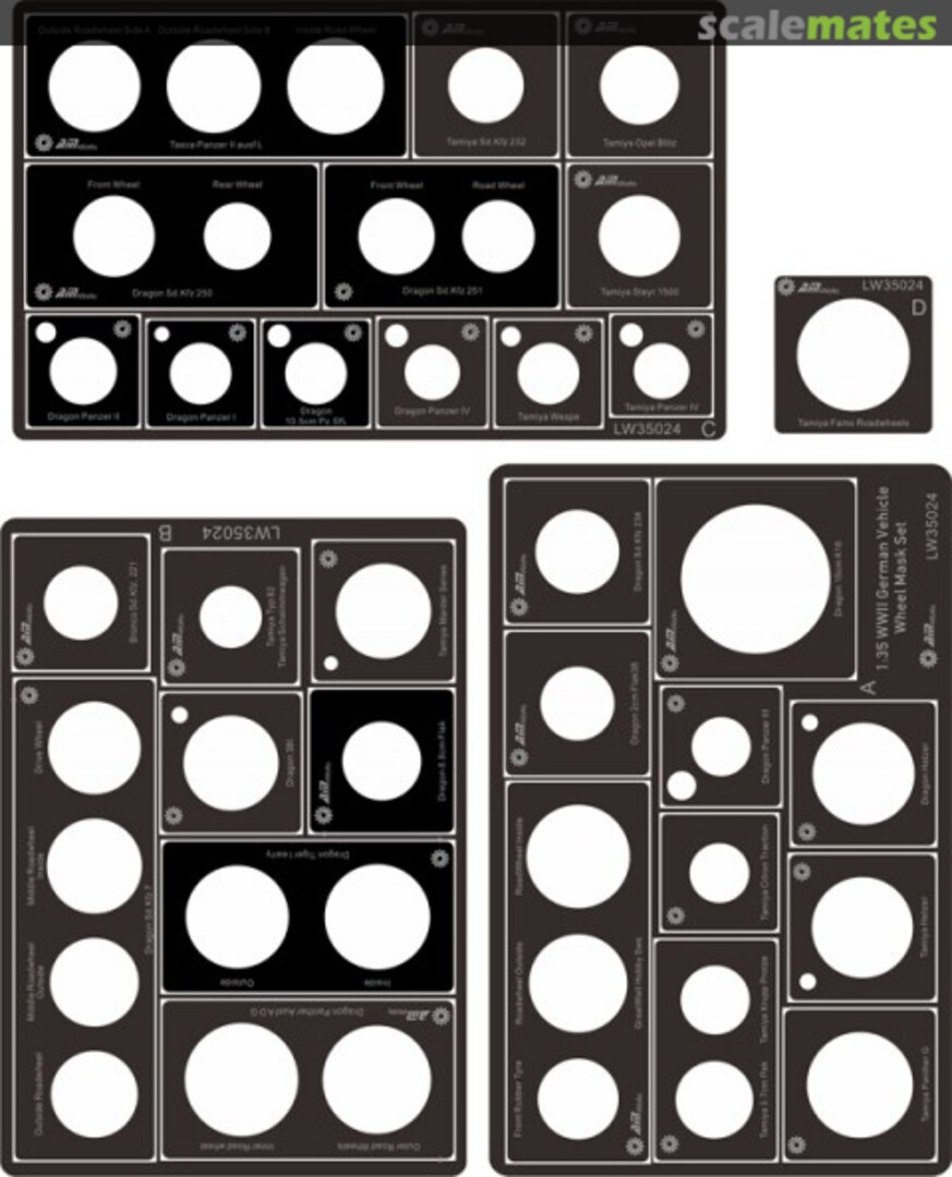 Boxart WW2 German Vehicle Wheel Mask Set LW35024 Alliance Model Works Boxart WW2 German Vehicle Wheel Mask Set LW35024 Alliance Model Works