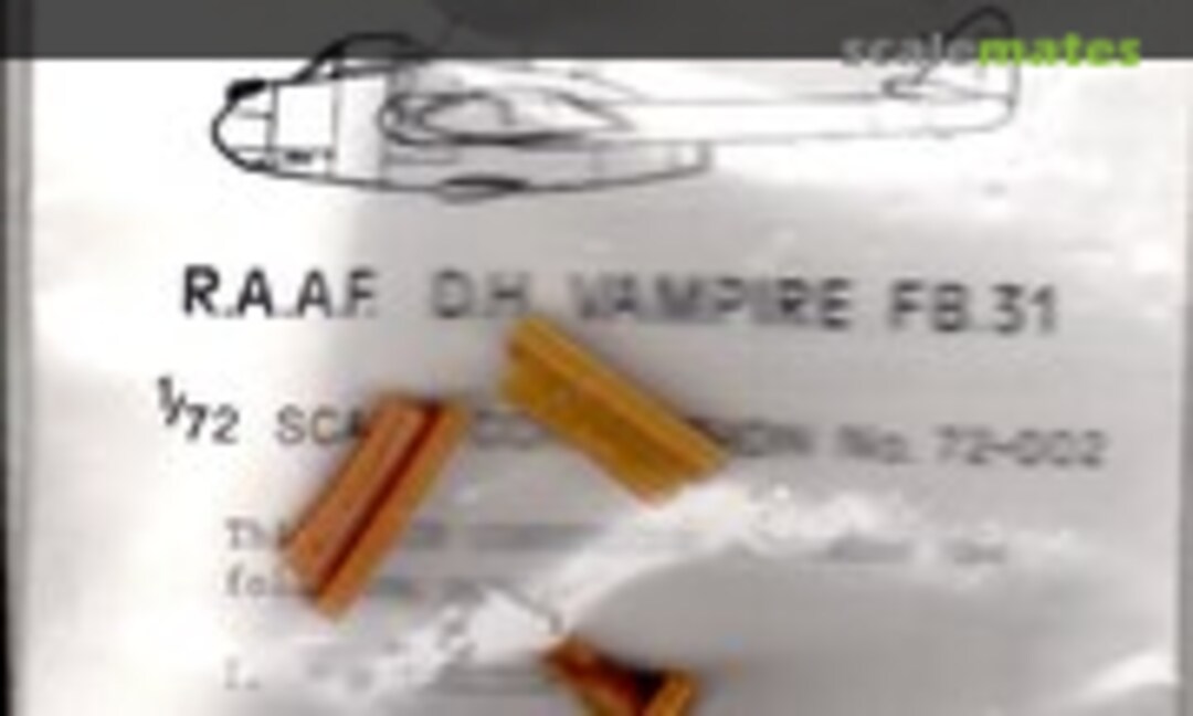1:72 R.A.A.F. D.H. Vampire FB.31 (Plane Bits 72-002) 72-002
