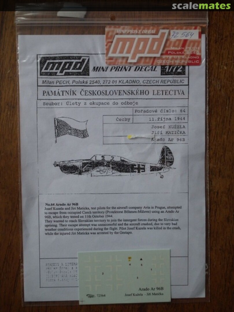 Boxart Arado Ar96B 72-564 Mini Print Decal Boxart Arado Ar96B 72-564 Mini Print Decal