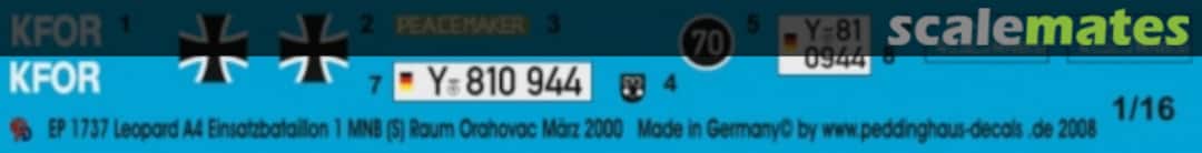 Boxart Leopard A4 Einsatzbataillon 1 MNB (S) Raum Orahovac März 2000 EP 1737 Peddinghaus-Decals Boxart Leopard A4 Einsatzbataillon 1 MNB (S) Raum Orahovac März 2000 EP 1737 Peddinghaus-Decals