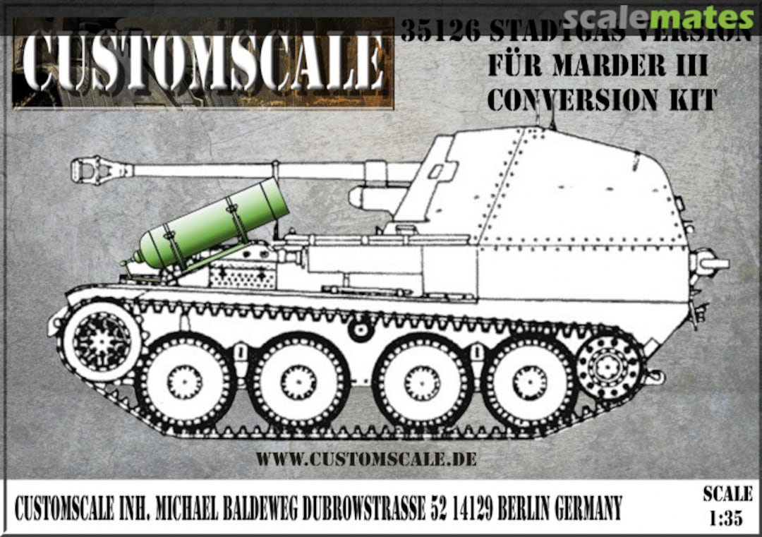 Boxart Stadtgas Version f?r Marder III Conversion kit 35126 Custom-Scale Boxart Stadtgas Version f?r Marder III Conversion kit 35126 Custom-Scale