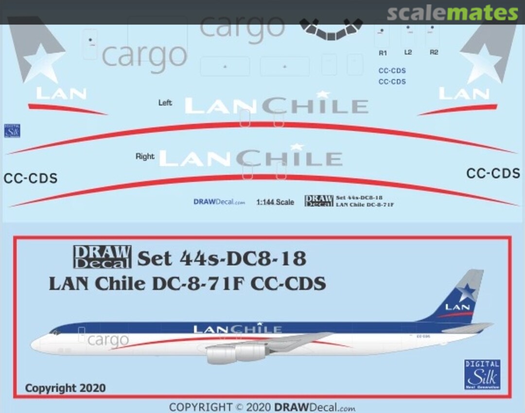 Boxart LAN Chile Cargo DC-8-71F 44-DC8-18 Draw Decal Boxart LAN Chile Cargo DC-8-71F 44-DC8-18 Draw Decal