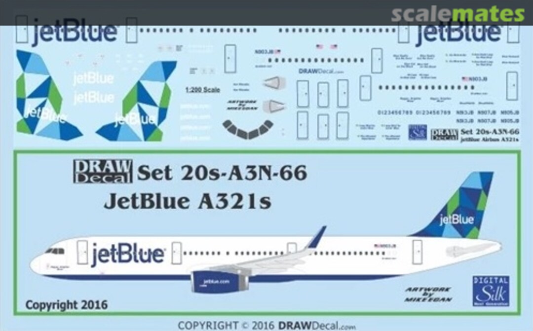 Boxart jetBlue “Prism” A321s 20-A3N-66 Draw Decal