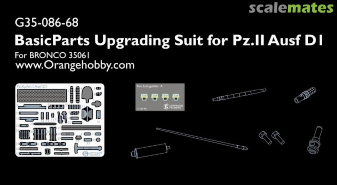 Boxart Upgrade Set for Pz.II Ausf D1 for Bronco CB35061 kit (PE+7 Metal Parts+Waterstick) G35-086 Orange Hobby Boxart Upgrade Set for Pz.II Ausf D1 for Bronco CB35061 kit (PE+7 Metal Parts+Waterstick) G35-086 Orange Hobby