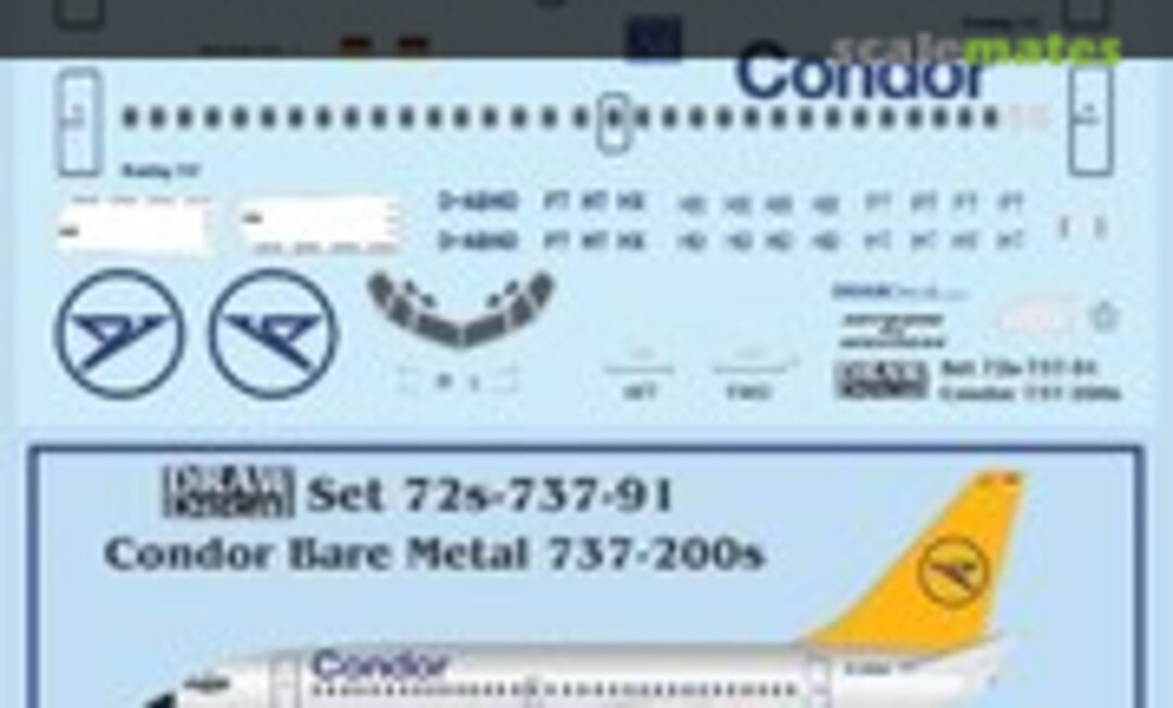 1:72 Condor Bare Metal 737-200s (Draw Decal 72-737-91) 72-737-91