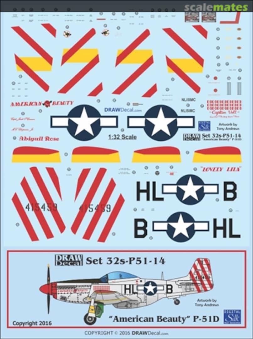 Boxart P-51D "American Beauty" 32-P51-14 Draw Decal Boxart P-51D "American Beauty" 32-P51-14 Draw Decal