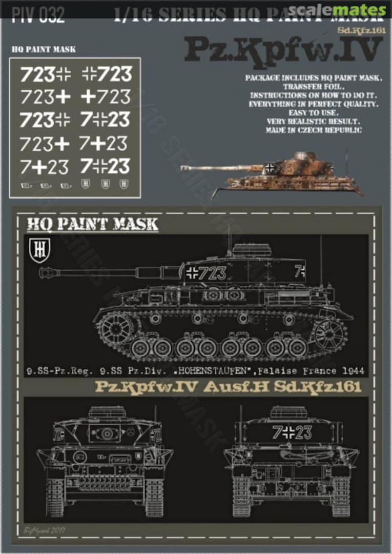 Boxart Pz.Kpfw.IV Ausf.H 9.SS-Pz.Rgt. 9.SS Pz.Div. 'Hogenstaufen Falaise France 1944 Paint Mask PIV 032 HQ-Masks Boxart Pz.Kpfw.IV Ausf.H 9.SS-Pz.Rgt. 9.SS Pz.Div. 'Hogenstaufen Falaise France 1944 Paint Mask PIV 032 HQ-Masks