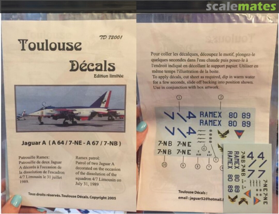 Boxart Jaguar A (A64/7-NE & A67/7-NB) TD72001 Toulouse Decals Boxart Jaguar A (A64/7-NE & A67/7-NB) TD72001 Toulouse Decals