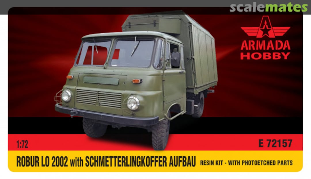 Boxart ROBUR LO 2002 with Schmetterlingkoffer Aufbau E72157 Armada Hobby Boxart ROBUR LO 2002 with Schmetterlingkoffer Aufbau E72157 Armada Hobby