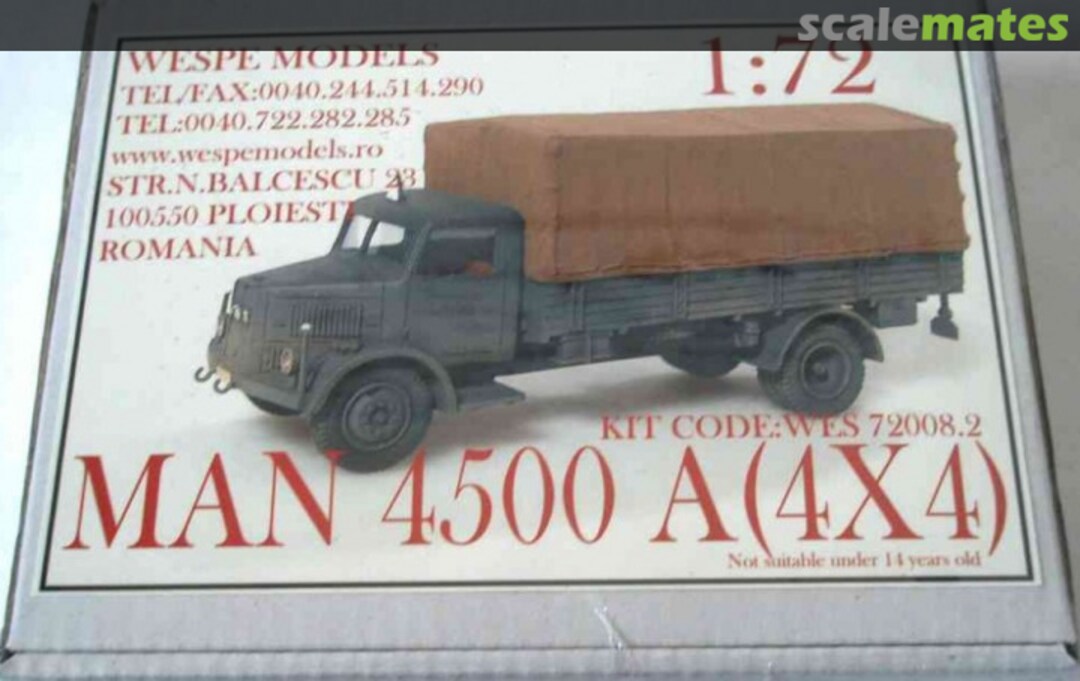 Boxart MAN 4500A (4x4) WES 72008.2 Wespe Models Boxart MAN 4500A (4x4) WES 72008.2 Wespe Models