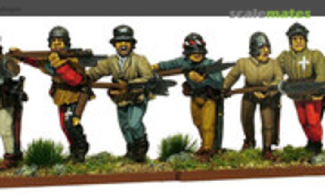 28mm Helmeted halberdiers/pikemen attacking with levelled weapon (Perry Miniatures EA4) EA4