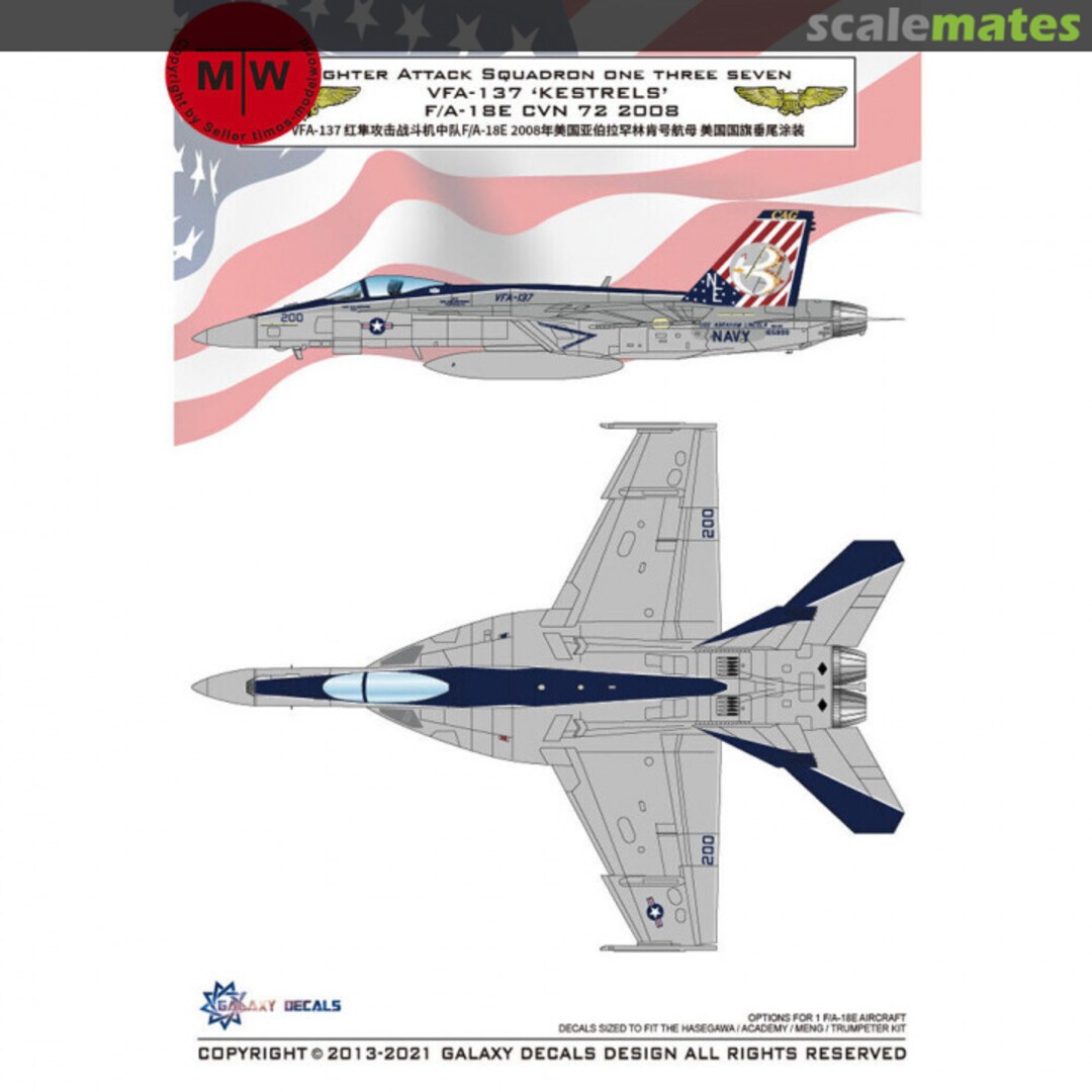 Boxart F/A-18E CVN 72 2008 VFA-137 ''Kestrels'' G48032 Galaxy Model Boxart F/A-18E CVN 72 2008 VFA-137 ''Kestrels'' G48032 Galaxy Model