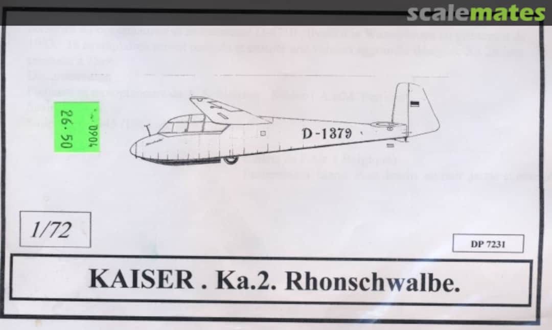 Boxart Kaiser Ka-2 Rhönschwalbe DP7231 Dujin Boxart Kaiser Ka-2 Rhönschwalbe DP7231 Dujin