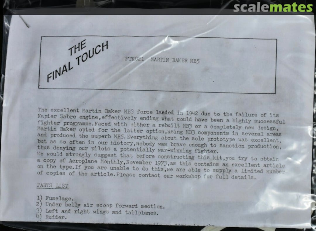 Boxart Martin Baker MB5 FTK021 The Final Touch Boxart Martin Baker MB5 FTK021 The Final Touch