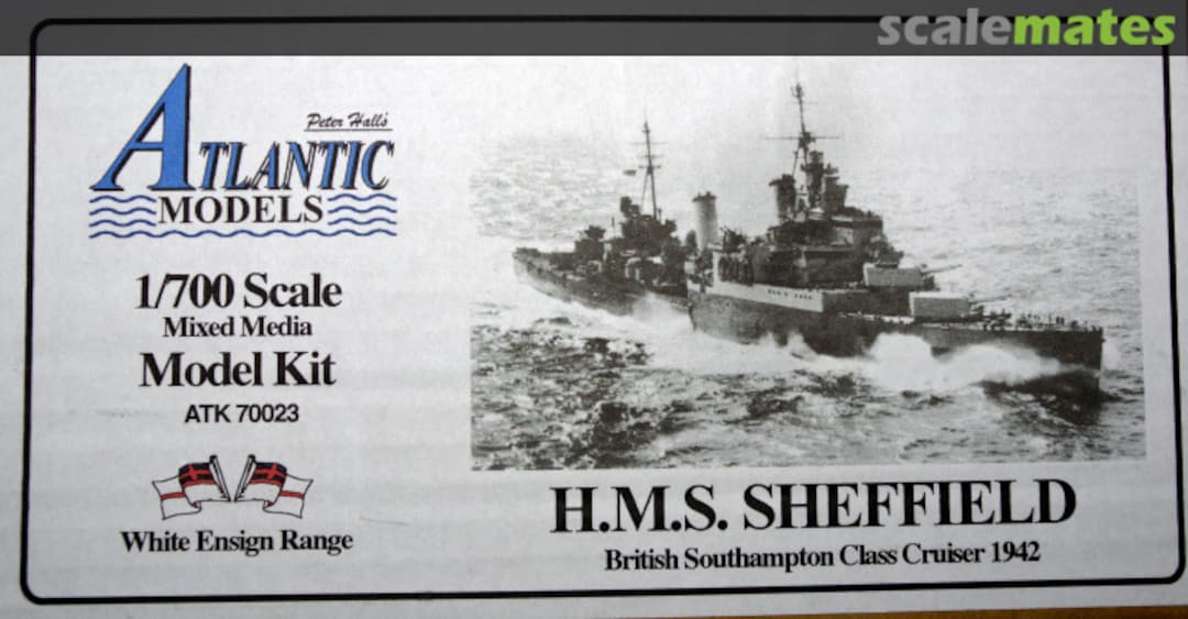 Boxart H.M.S. SHEFFIELD British Southampton Class Cruiser 1942 ATK 70023 Atlantic Models
